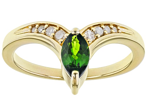 Photo of 0.48ct Marquise Chrome Diopside With 0.08ctw White Diamond Accent 18k Gold Over Silver Ring - Size 9