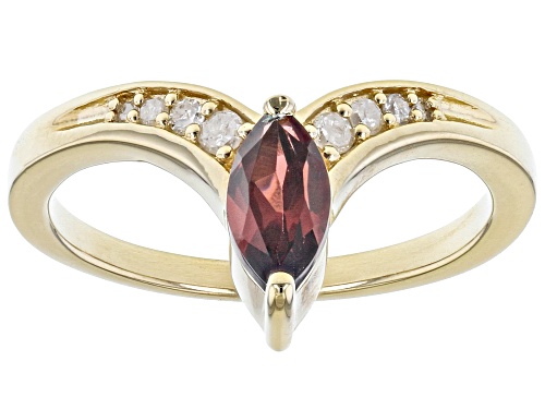 Photo of 0.65ct Marquise Vermelho Garnet™ With 0.08ctw White Diamond Accent 18k Yellow Gold Over Silver Ring - Size 8