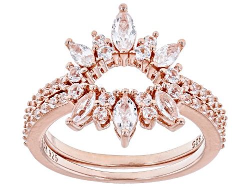 1.18ctw Marquise, Round Lab White Sapphire 18K Rose Gold Over Silver Enhancer Set Of 2 Rings - Size 10