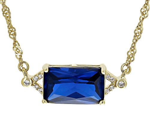 4.20ct Lab Blue Spinel With .07ctw White Zircon 18k Yellow Gold Over Sterling Silver Necklace - Size 18