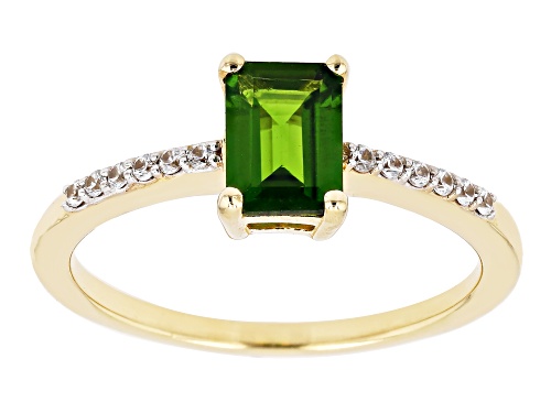 0.81ct Chrome Diopside With 0.09ctw White Zircon 18k Yellow Gold Over Sterling Silver Ring - Size 8