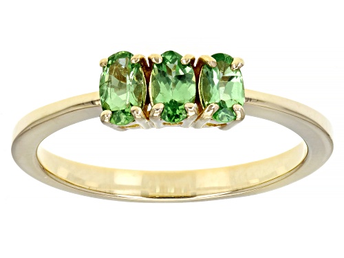 0.55ctw Tsavorite 18k Yellow Gold Over Sterling Silver 3-Stone Ring - Size 6