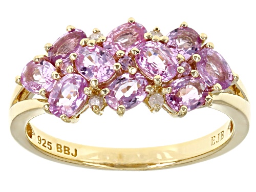 1.93ctw Pink Ceylon Sapphire And 0.03ctw White Diamond 18K Yellow Gold Over Sterling Silver Ring - Size 9