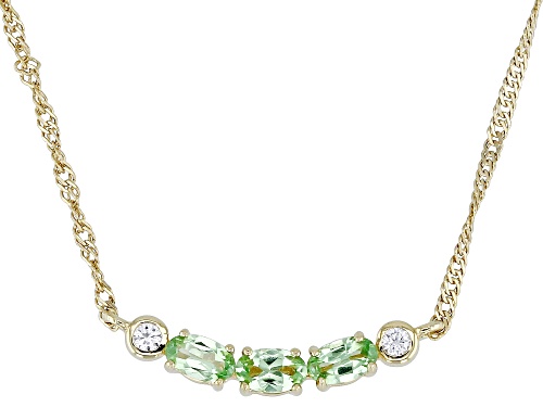 0.64ctw Tsavorite And 0.10ctw White Zircon 18k Yellow Gold Over Sterling Silver 16" 3-Stone Necklace - Size 16