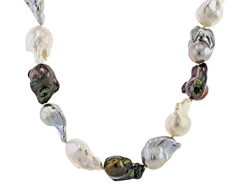 Photo of Genusis™ 13-15mm Multi-Color Cultured Freshwater Pearl Rhodium Over Sterling Silver 20 Inch Necklace - Size 20