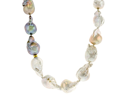 Genusis™ 13-15mm Ombre Cultured Freshwater Pearl 14k Yellow Gold Over Silver 18 Inch Necklace - Size 18