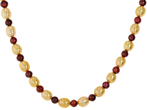 4-6mm Multi-Color Cultured Freshwater Pearl 14k Yellow Gold Over Sterling Silver 18 Inch Necklace - Size 18