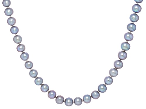 8.5mm Platinum Cultured Freshwater Pearl Rhodium Over Sterling Silver 17 Inch Strand Necklace - Size 17