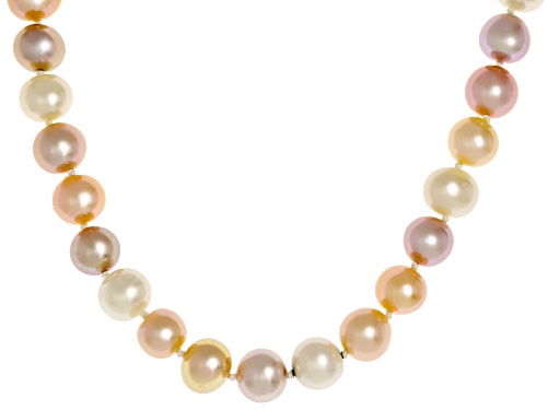 8mm Multi-Color Cultured Freshwater Pearl 14k Yellow Gold 18 Inch Strand Necklace - Size 18
