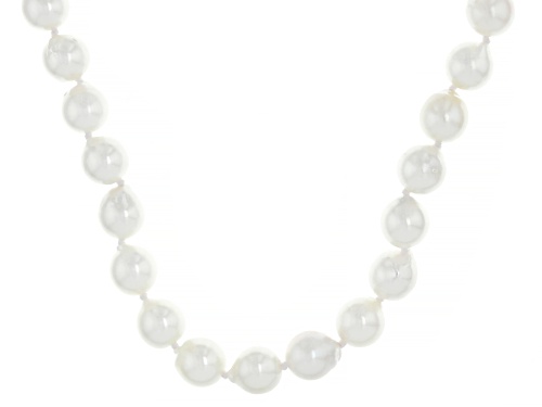 7mm White Cultured Japanese Akoya Pearl Sterling Silver 18 Inch Strand Necklace - Size 18