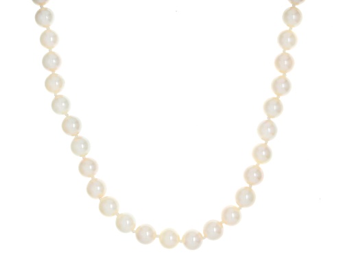 6mm White Cultured Japanese Akoya Pearl 14k Yellow Gold 18 Inch Strand Necklace - Size 18