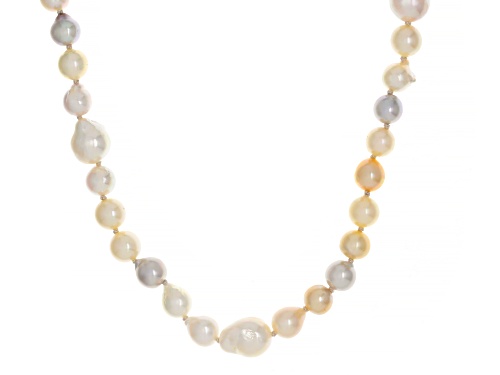 5-8mm Multi-Color Cultured Japanese Akoya Pearl 14k Yellow Gold 18 Inch Strand Necklace - Size 18
