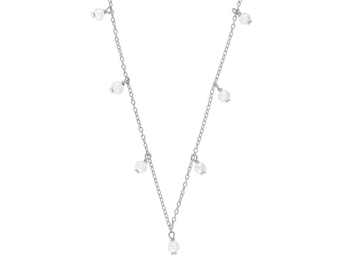 4.5mm White Cultured Freshwater Pearl Rhodium Over Sterling Silver 16 Inch Necklace
