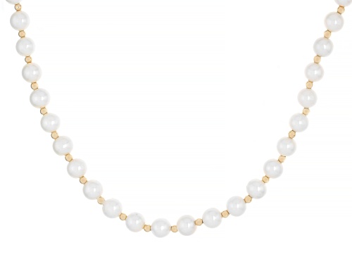 6mm White Cultured Freshwater Pearl 14k Yellow Gold 20 Inch Necklace - Size 20