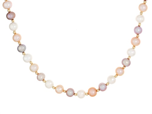6mm Multi-Color Cultured Freshwater Pearl 14k Yellow Gold 20 Inch Necklace - Size 20