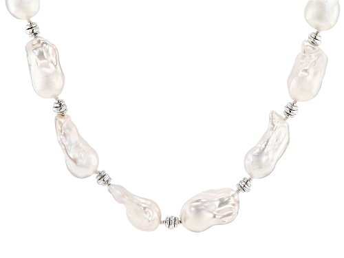 Genusis™ 13-15mm White Cultured Freshwater Pearl Rhodium Over Sterling Silver 20 Inch Necklace - Size 20