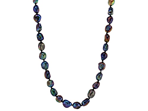 7.5mm Black Cultured Freshwater Pearl 32 Inch Endless Strand Necklace - Size 32