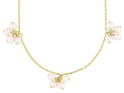5mm White Cultured Freshwater Pearl 18k Yellow Gold Over Sterling Silver 18 Inch Necklace - Size 18