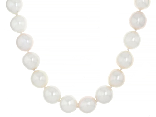 10mm White Cultured Freshwater Pearl Sterling Silver 18 Inch Necklace - Size 18