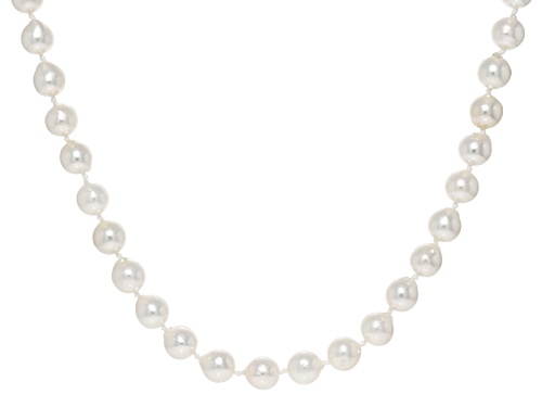 7.5mm White Cultured Japanese Akoya Pearl Sterling Silver 18 Inch Necklace - Size 18