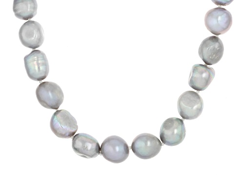 11.5mm Platinum Cultured Freshwater Pearl Sterling Silver 18 Inch Necklace - Size 18