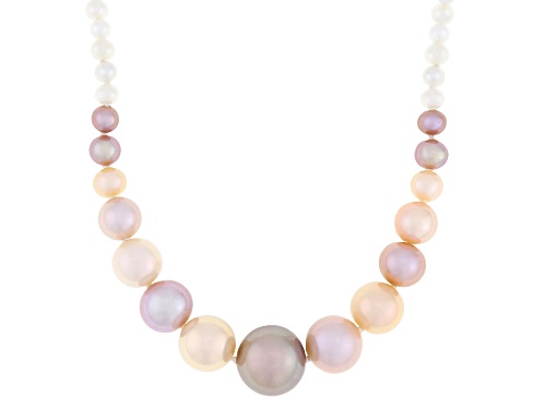 Genusis™ 3-11mm Multi-Color Cultured Freshwater Pearl Rhodium Over Sterling Silver 18 Inch Necklace - Size 18