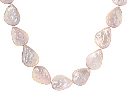 Photo of 13-15mm Lavender Cultured Freshwater Pearl Rhodium Over Sterling Silver 20 Inch Strand Necklace - Size 20