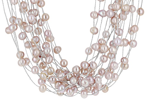 6mm Purple Cultured Freshwater Pearl Sterling Silver 18 Inch Necklace - Size 18