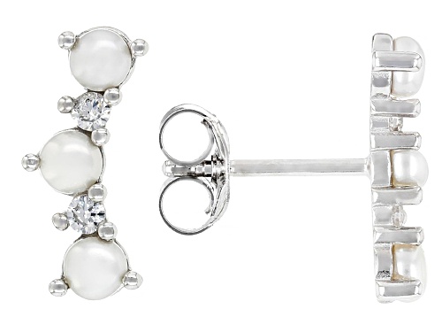 2mm White Cultured Freshwater Pearl and Bella Luce® Rhodium Over Sterling Silver Earrings