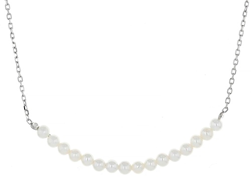 3-4mm White Cultured Freshwater Pearl Rhodium Over Sterling Silver 16 Inch Necklace - Size 16