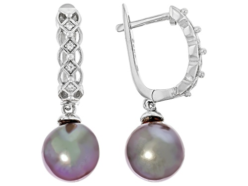 10mm Lavender Cultured Kasumiga Pearl With Bella Luce® Rhodium Over Sterling Silver Earrings