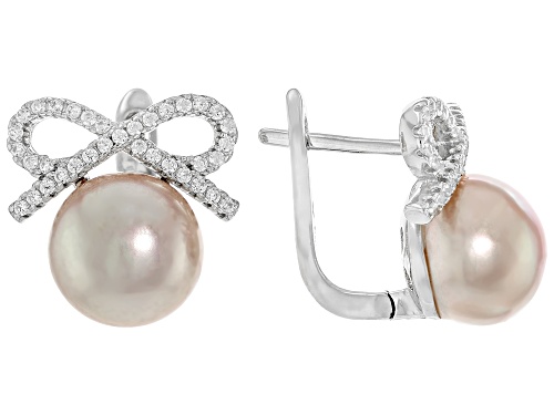 9mm Lavender Cultured Kasumiga Pearl With Bella Luce®  Rhodium Over Sterling Silver Earrings