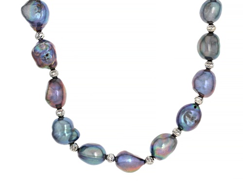 Genusis™ 10-11.5mm Black Cultured Freshwater Pearl Sterling Silver 18 Inch Strand Necklace - Size 18