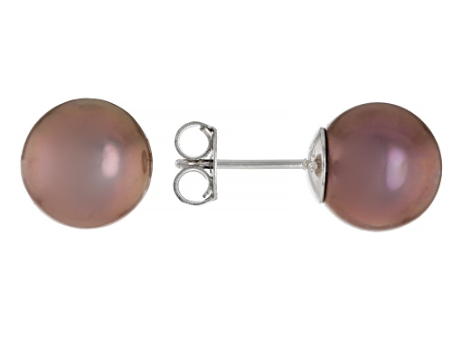 Genusis™ 10mm Purple Cultured Freshwater Pearl Rhodium Over Sterling Silver Stud Earrings