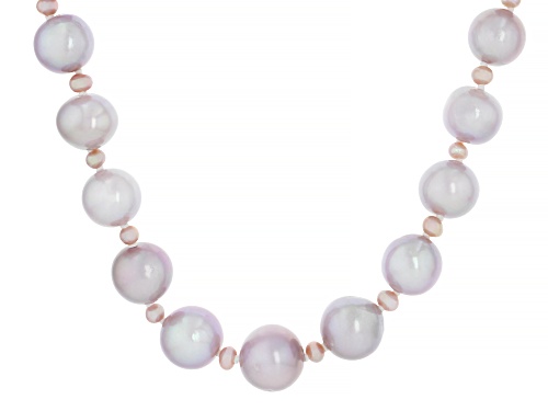 Genusis™ 3-10mm Lavender Cultured Freshwater Pearl Rhodium Over Sterling Silver 18 Inch Strand - Size 18