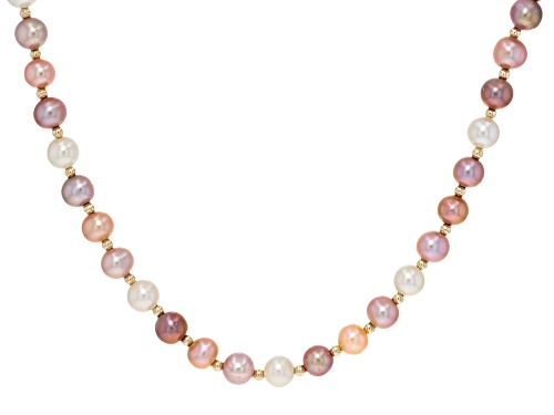 Genusis™ 6-7mm Multi-Color Cultured Freshwater Pearl 14k Yellow Gold 18 Inch Strand Necklace - Size 18