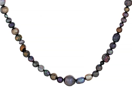 4-8mm Black Cultured Freshwater Pearl 36 Inch Endless Strand Necklace - Size 36