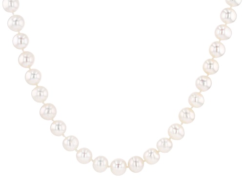 9-10mm White Cultured Freshwater Pearl Rhodium Over Sterling Silver 24 Inch Strand Necklace - Size 24