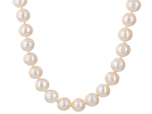 11-12mm White Cultured Freshwater Pearl Rhodium Over Sterling Silver 24 Inch Strand Necklace - Size 24