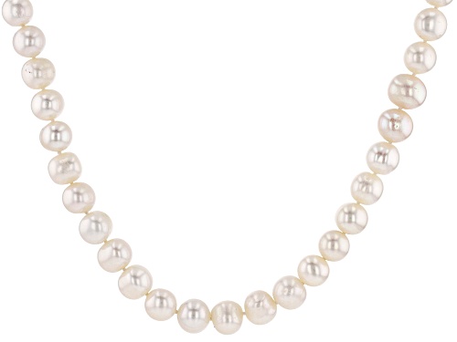 Photo of 10-11mm White Cultured Freshwater Pearl Rhodium Over Sterling Silver 18 Inch Strand Necklace - Size 18