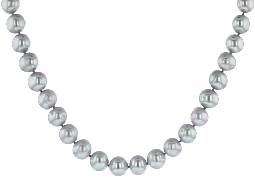 9-10mm Platinum Cultured Freshwater Pearl Sterling Silver 22 Inch Strand Necklace - Size 22