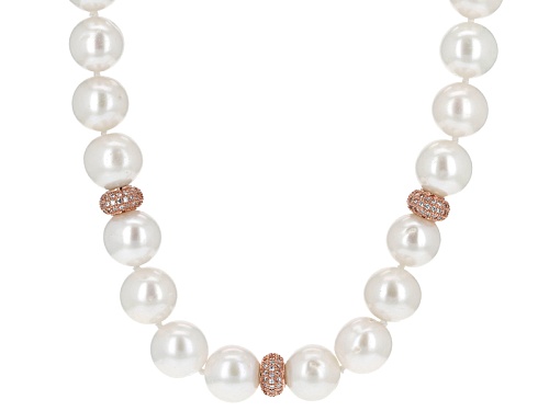 9-12mm Cultured Freshwater Pearl With Ctw Bella Luce® 18k Rose Gold Over Silver Strand Necklace - Size 36