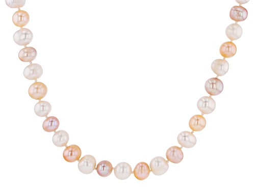 10-11mm Multi-Color Cultured Freshwater Pearl Rhodium Over Sterling Silver 40 Inch Strand Necklace - Size 40