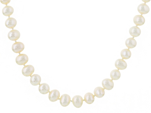 8-8.5mm White Cultured Freshwater Pearl Rhodium Over Sterling Silver Strand Necklace - Size 18
