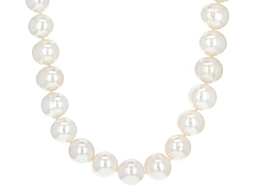 9.5-10.5mm White Cultured Freshwater Pearl Rhodium Over Sterling Silver 22 Inch Strand Necklace - Size 22