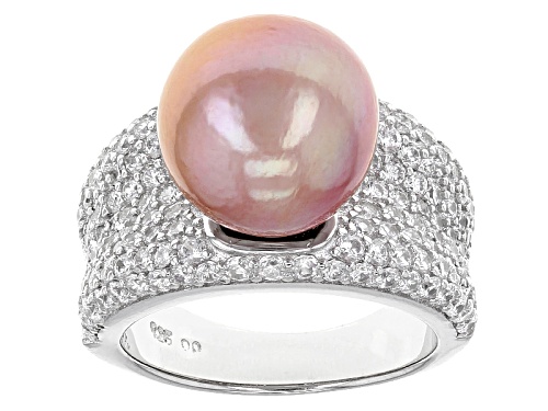 Genusis™ 11mm Pink Cultured Freshwater Pearl & Bella Luce® Rhodium Over Silver Ring - Size 11