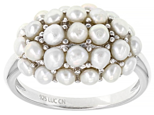 Photo of 2.5-3.5mm White Cultured Freshwater Pearl Rhodium Over Sterling Silver Ring - Size 12