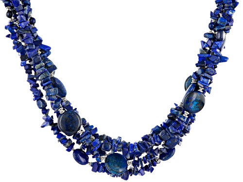 Disc, Bead And Chip Lapis Lazuli And Sterling Silver 5-Strand Necklace - Size 20
