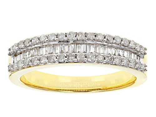 .50ctw Round And Baguette White Diamond 14k Yellow Gold Ring - Size 8