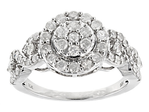 1.03ctw Round White Diamond 10k White Gold Ring - Size 7